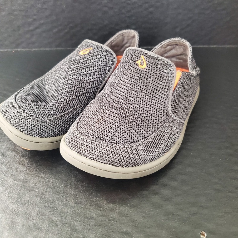 OluKai Nohea Mesh Gray Slip-On Lightweight Loafer Shoes Boys US 10 EU 27